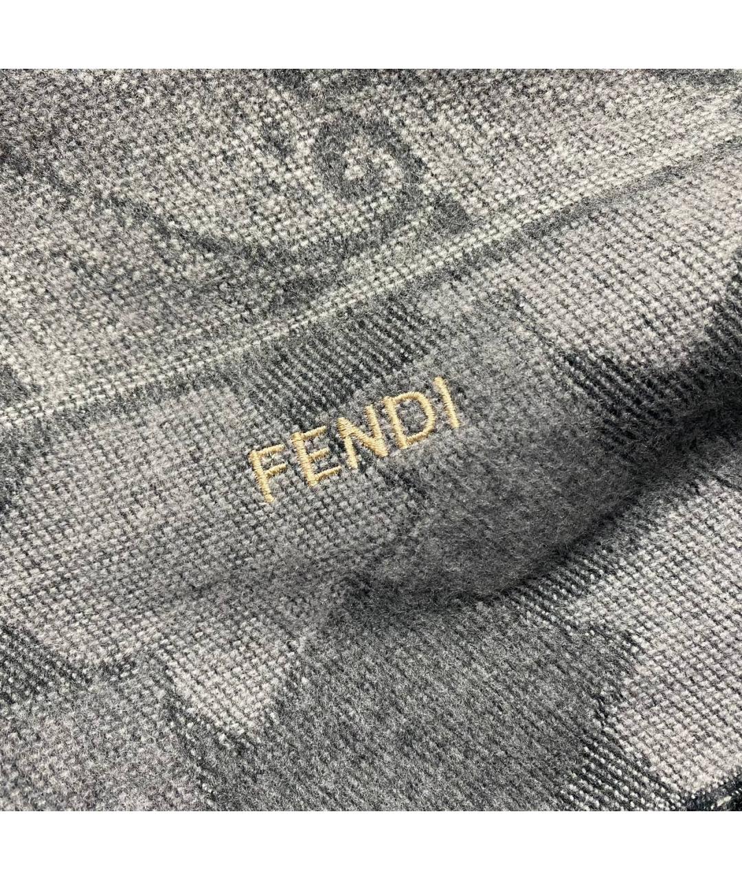 FENDI Серый шарф, фото 9