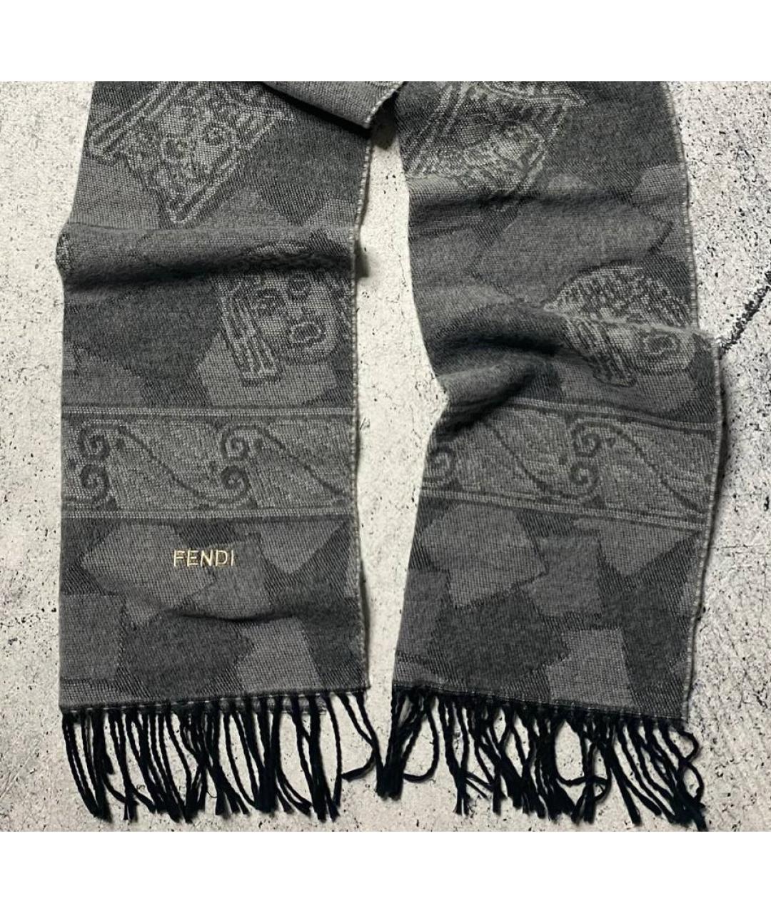 FENDI Серый шарф, фото 3