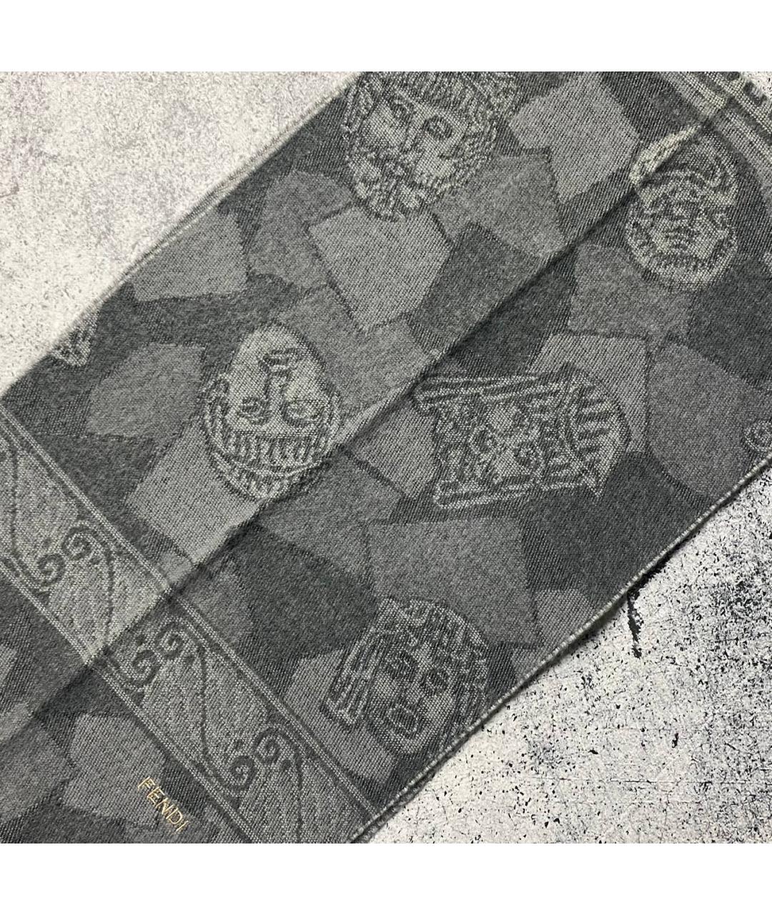 FENDI Серый шарф, фото 6