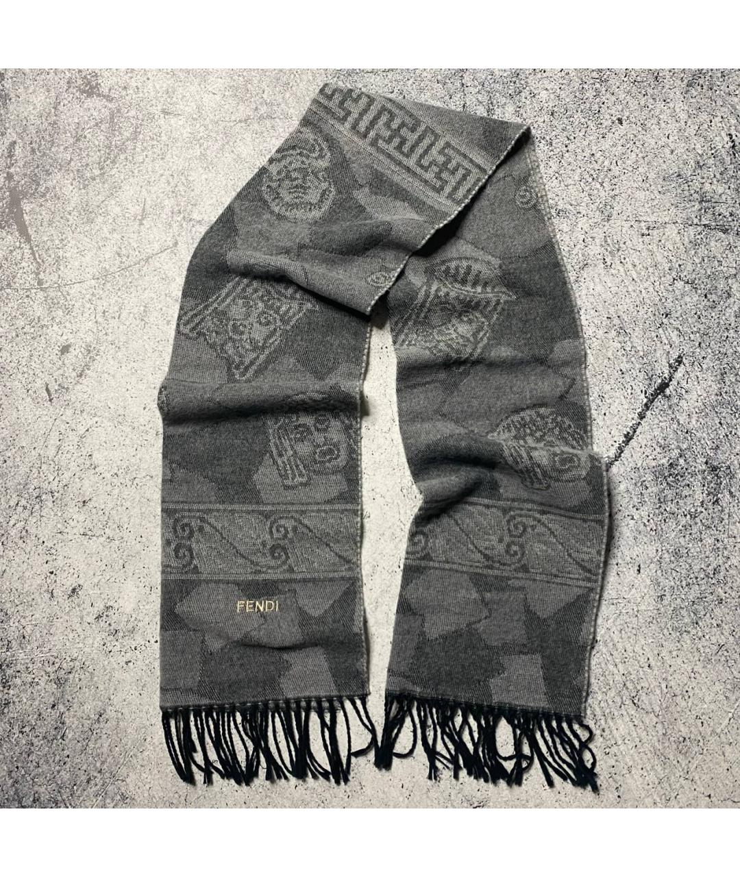 FENDI Серый шарф, фото 10