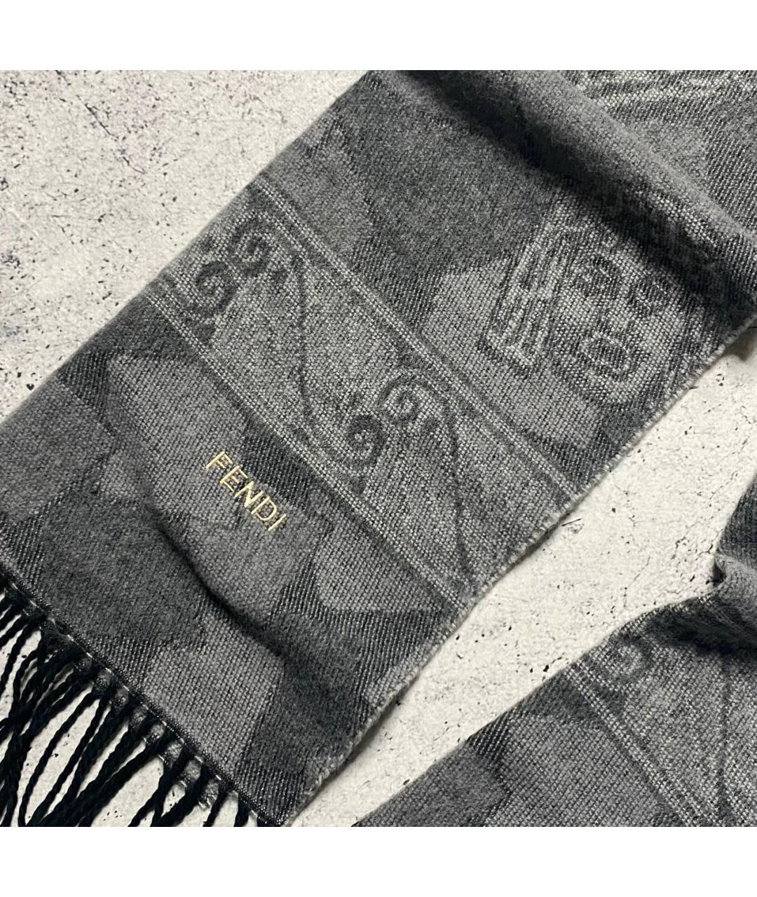 FENDI Серый шарф, фото 7
