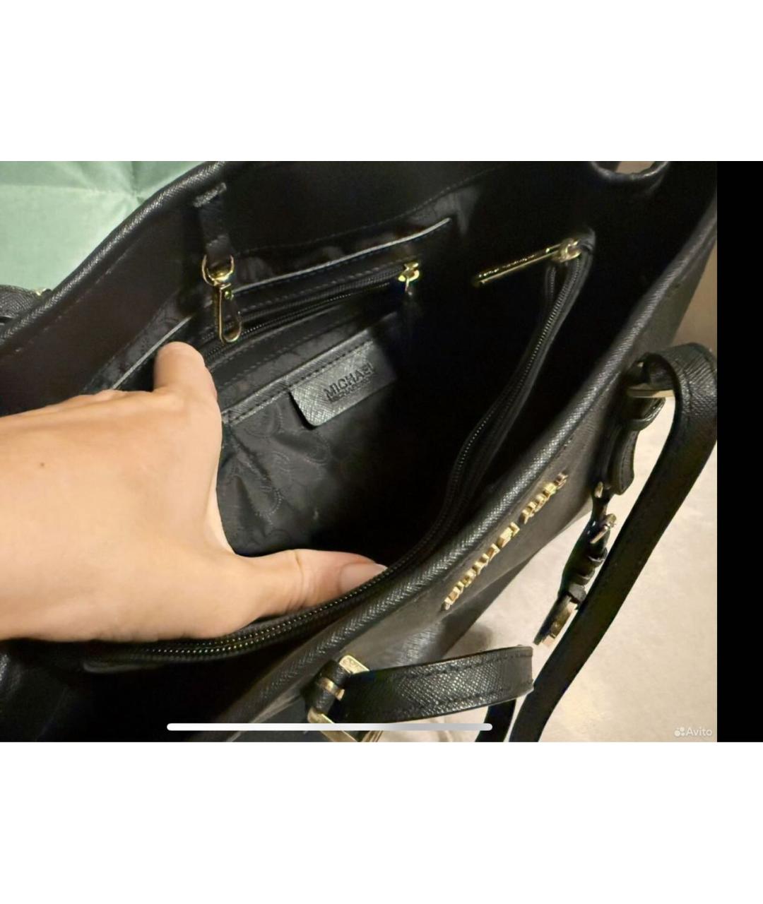 MICHAEL KORS Черная сумка тоут из искусственной кожи, фото 4