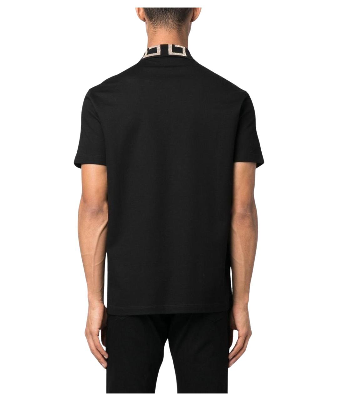 VERSACE Черное хлопковое поло с коротким рукавом, фото 2