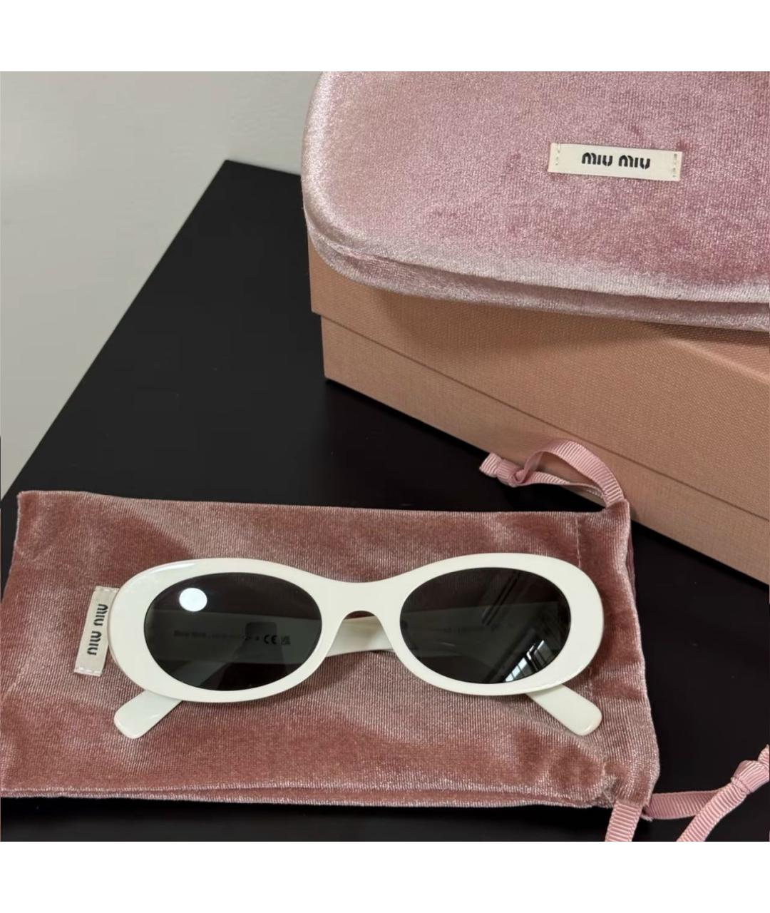 MIU MIU Белые пластиковые солнцезащитные очки, фото 4