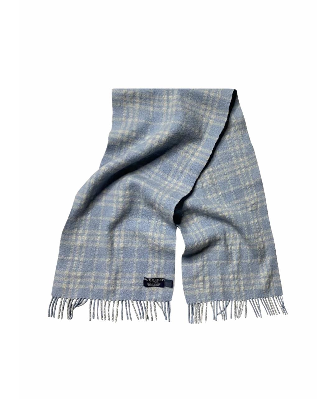 BURBERRY Синий кашемировый шарф, фото 1