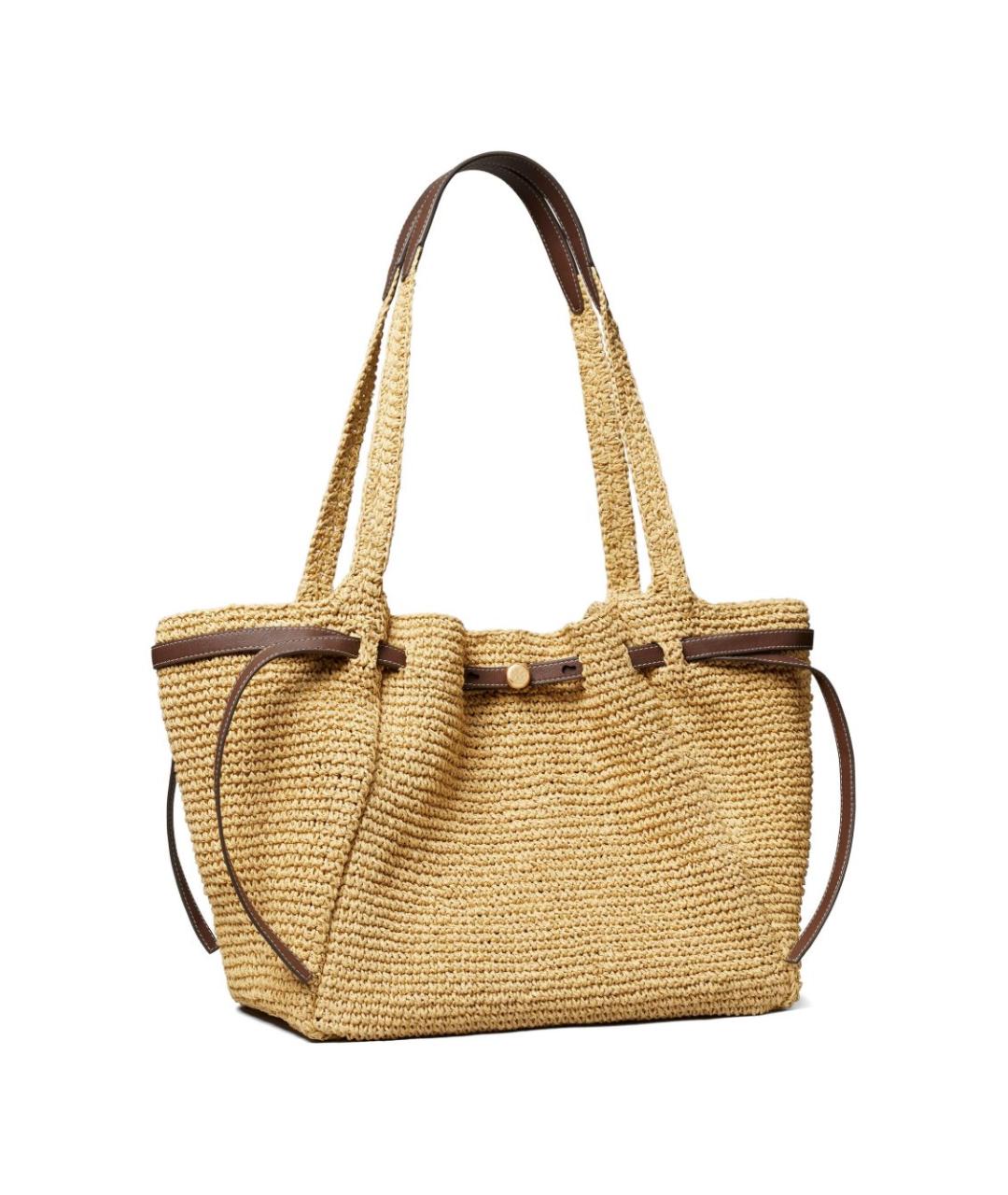 TORY BURCH Бежевая пелетеная сумка тоут, фото 4