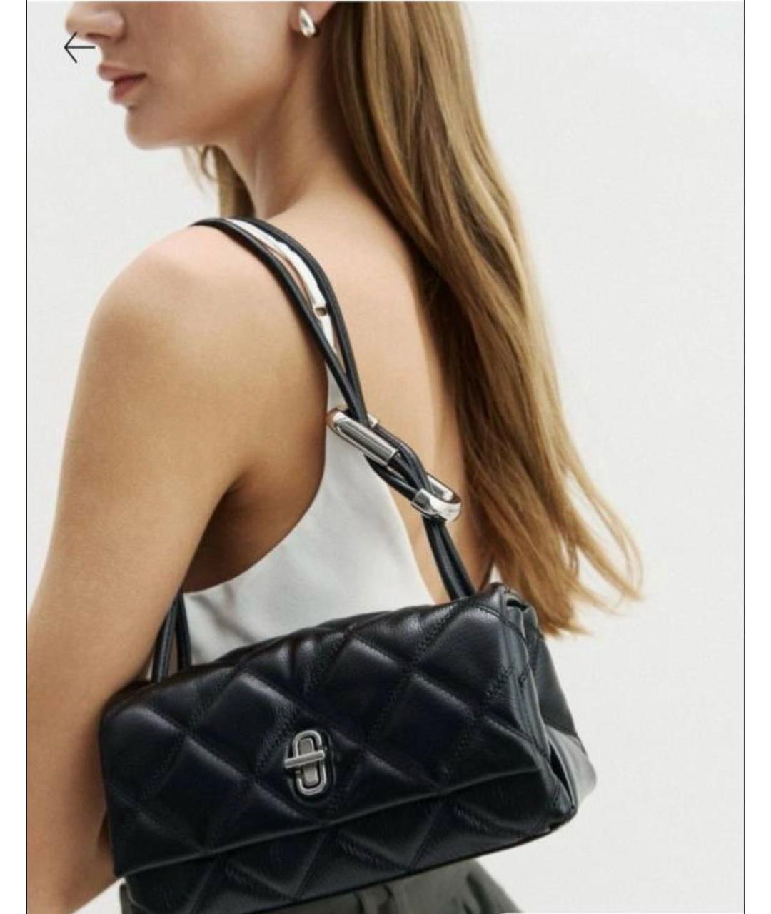 MARC JACOBS Черная кожаная сумка с короткими ручками, фото 3