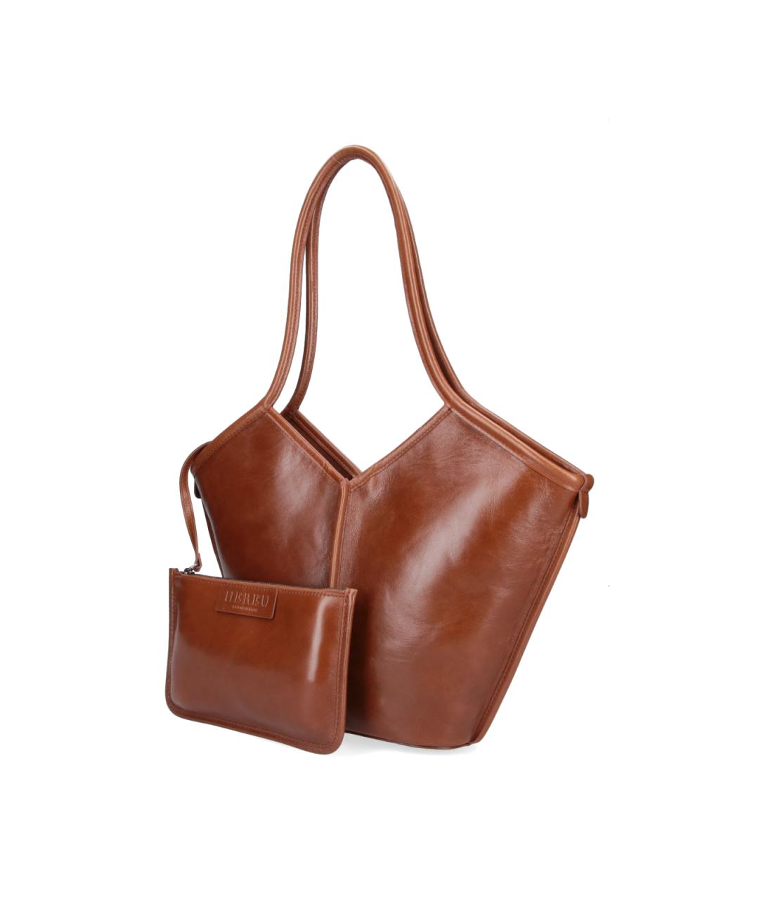 HEREU Коричневая кожаная сумка тоут, фото 2