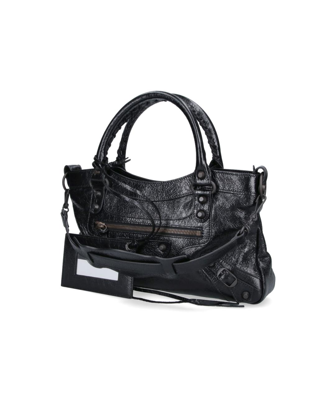 BALENCIAGA Черная кожаная сумка тоут, фото 2