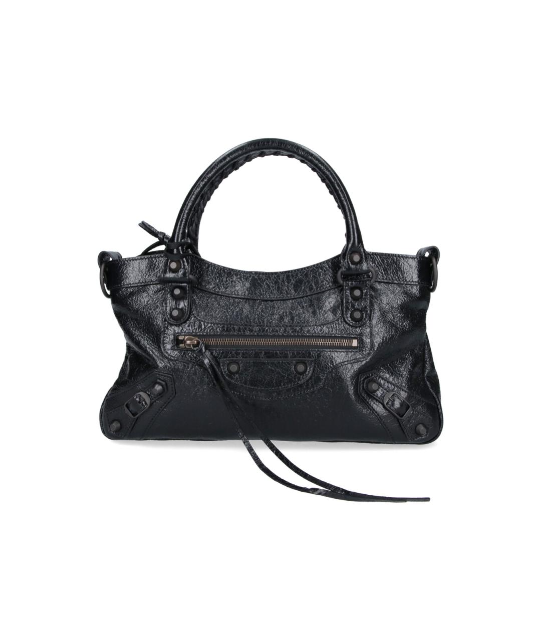 BALENCIAGA Черная кожаная сумка тоут, фото 1