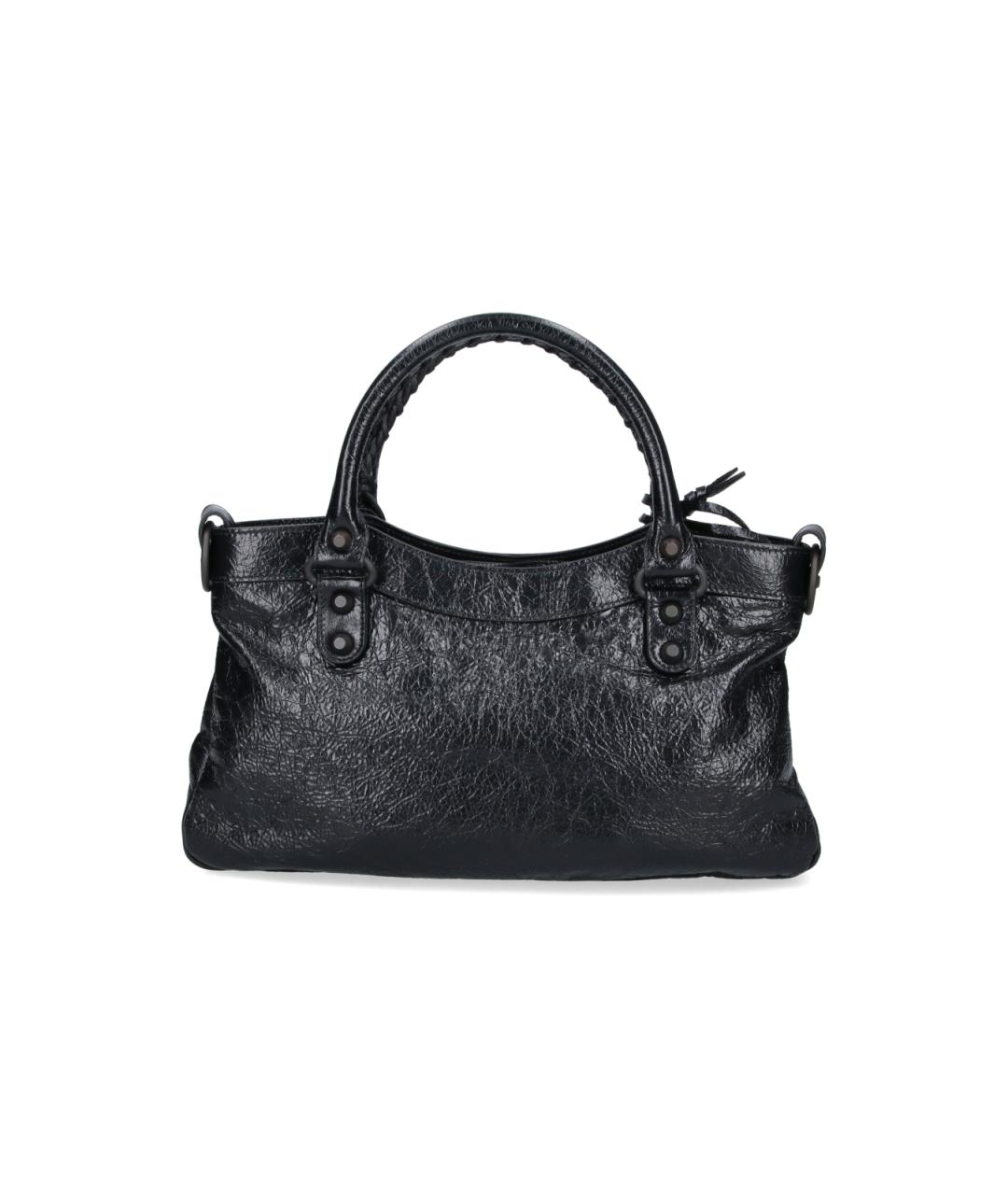 BALENCIAGA Черная кожаная сумка тоут, фото 3