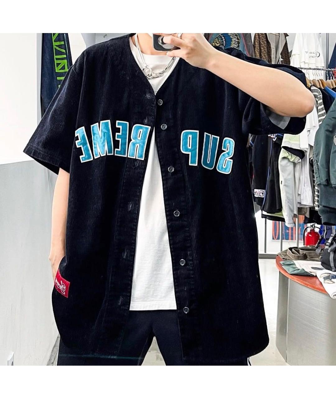 SUPREME Черная хлопковая футболка, фото 4