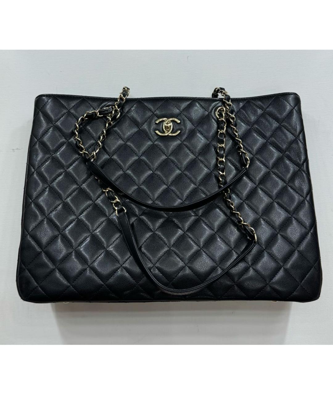 CHANEL Черная кожаная сумка тоут, фото 2