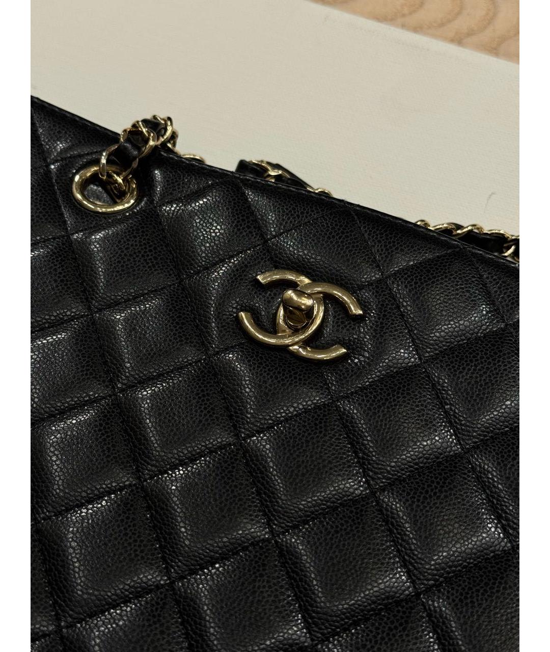 CHANEL Черная кожаная сумка тоут, фото 5