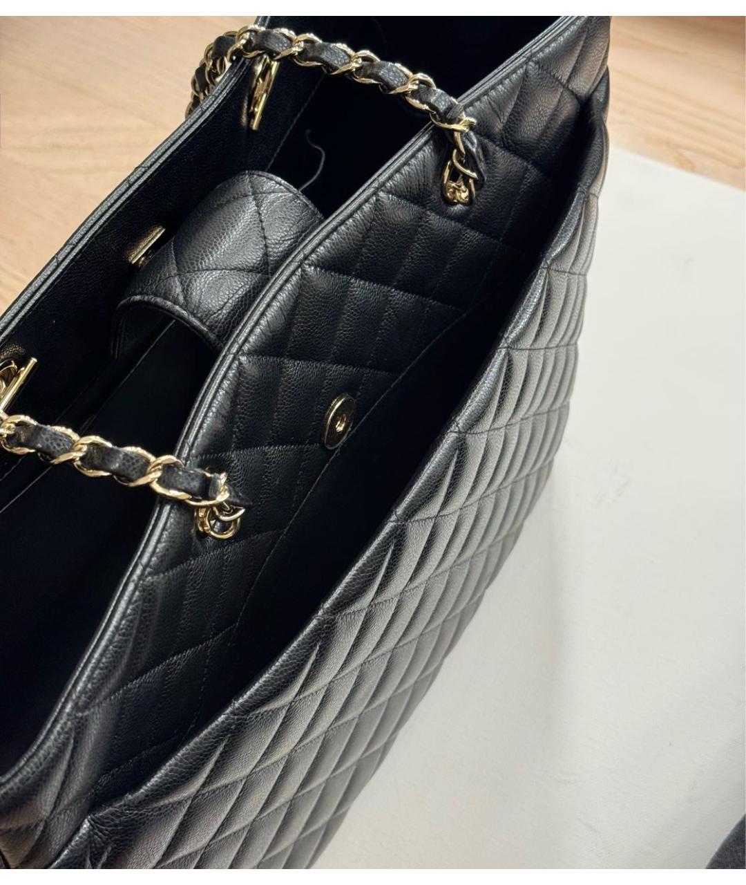 CHANEL Черная кожаная сумка тоут, фото 7