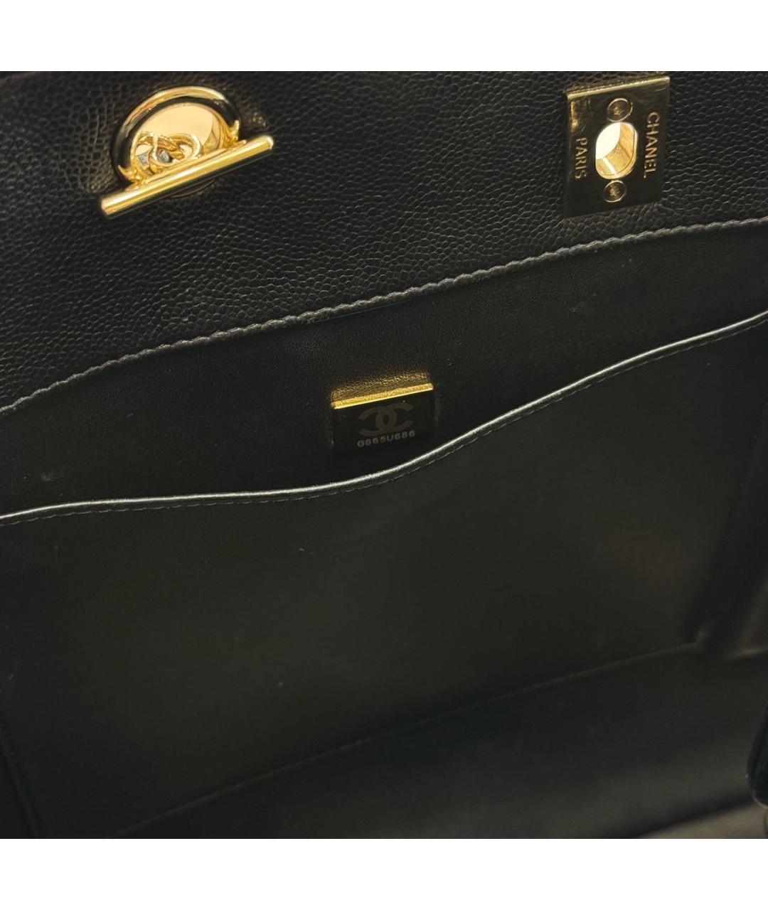 CHANEL Черная кожаная сумка тоут, фото 6