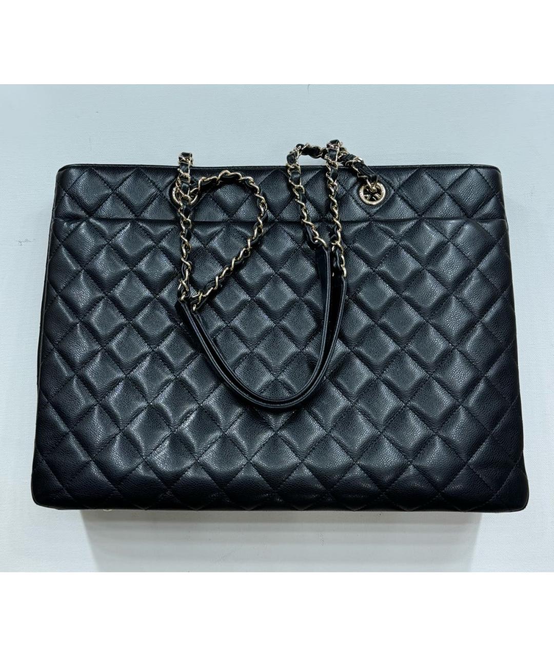 CHANEL Черная кожаная сумка тоут, фото 3