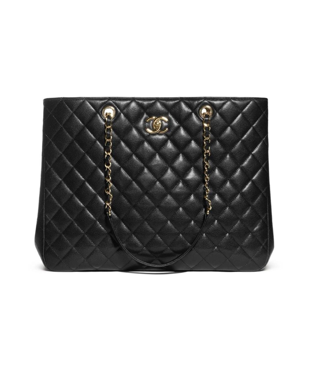 CHANEL Черная кожаная сумка тоут, фото 9