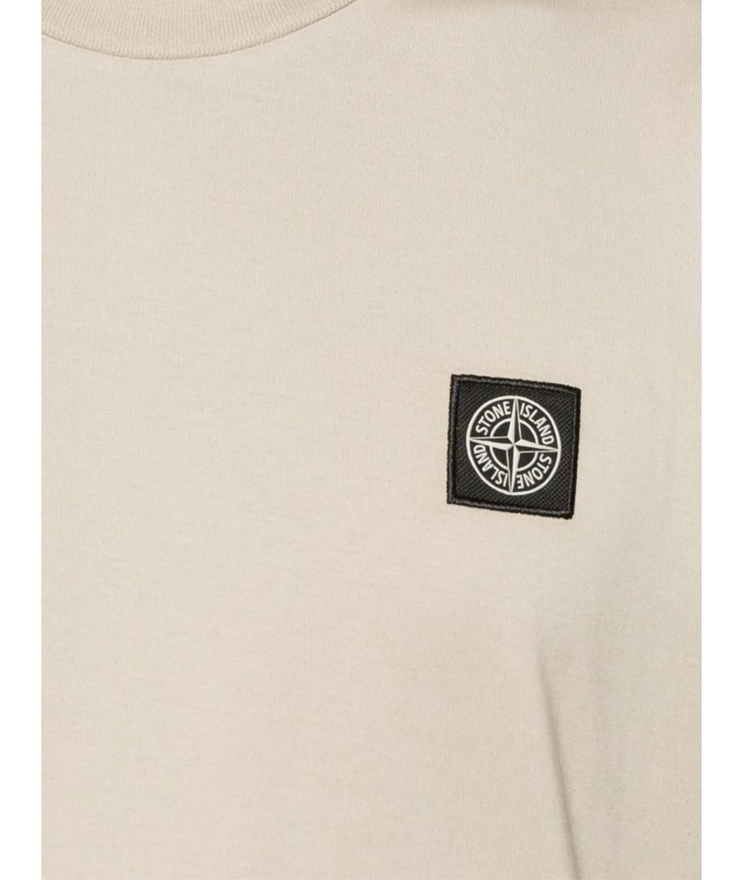 STONE ISLAND Бежевая хлопковая футболка, фото 2