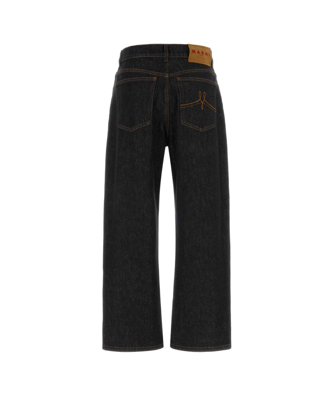 MARNI Синие хлопковые прямые брюки, фото 2