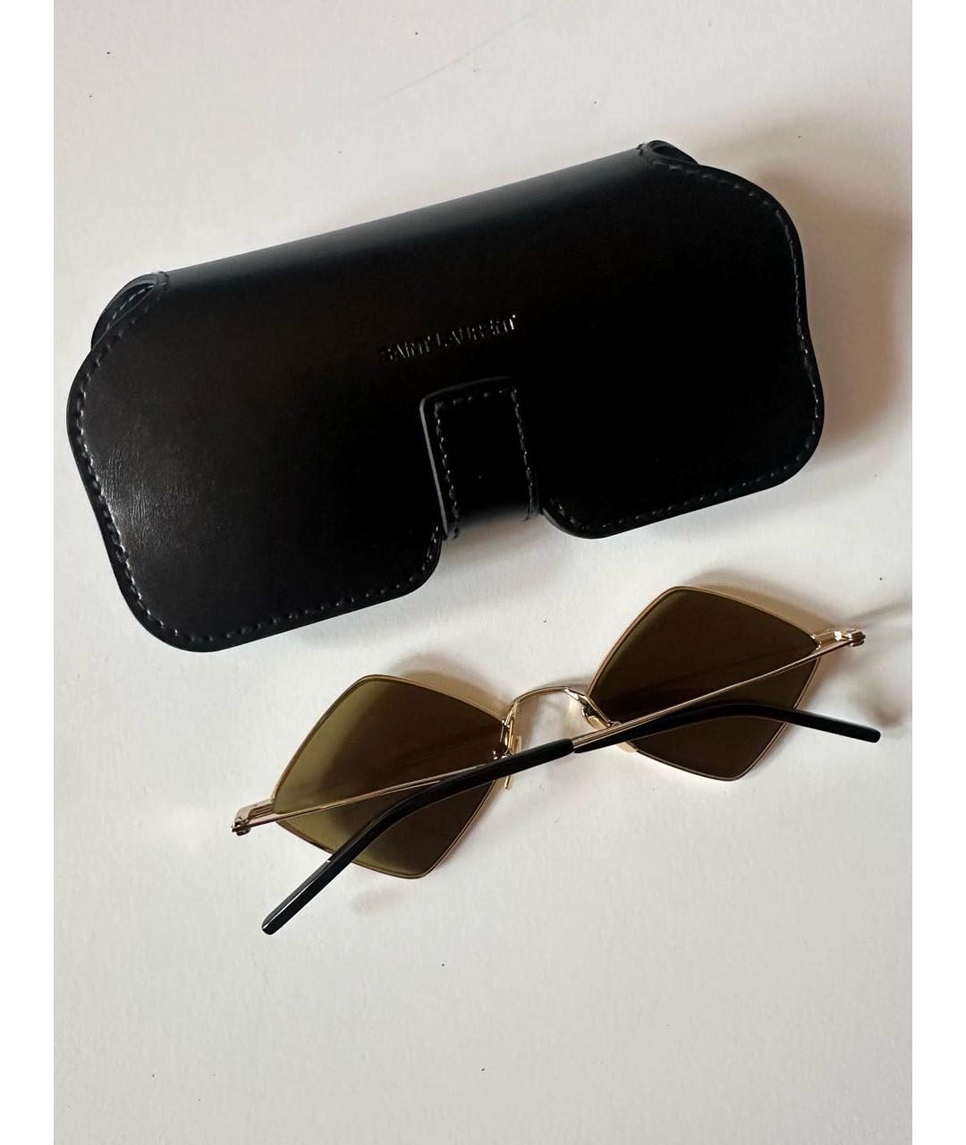 SAINT LAURENT Коричневые металлические солнцезащитные очки, фото 5