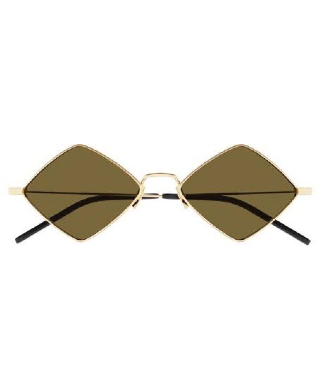 SAINT LAURENT Коричневые металлические солнцезащитные очки, фото 1