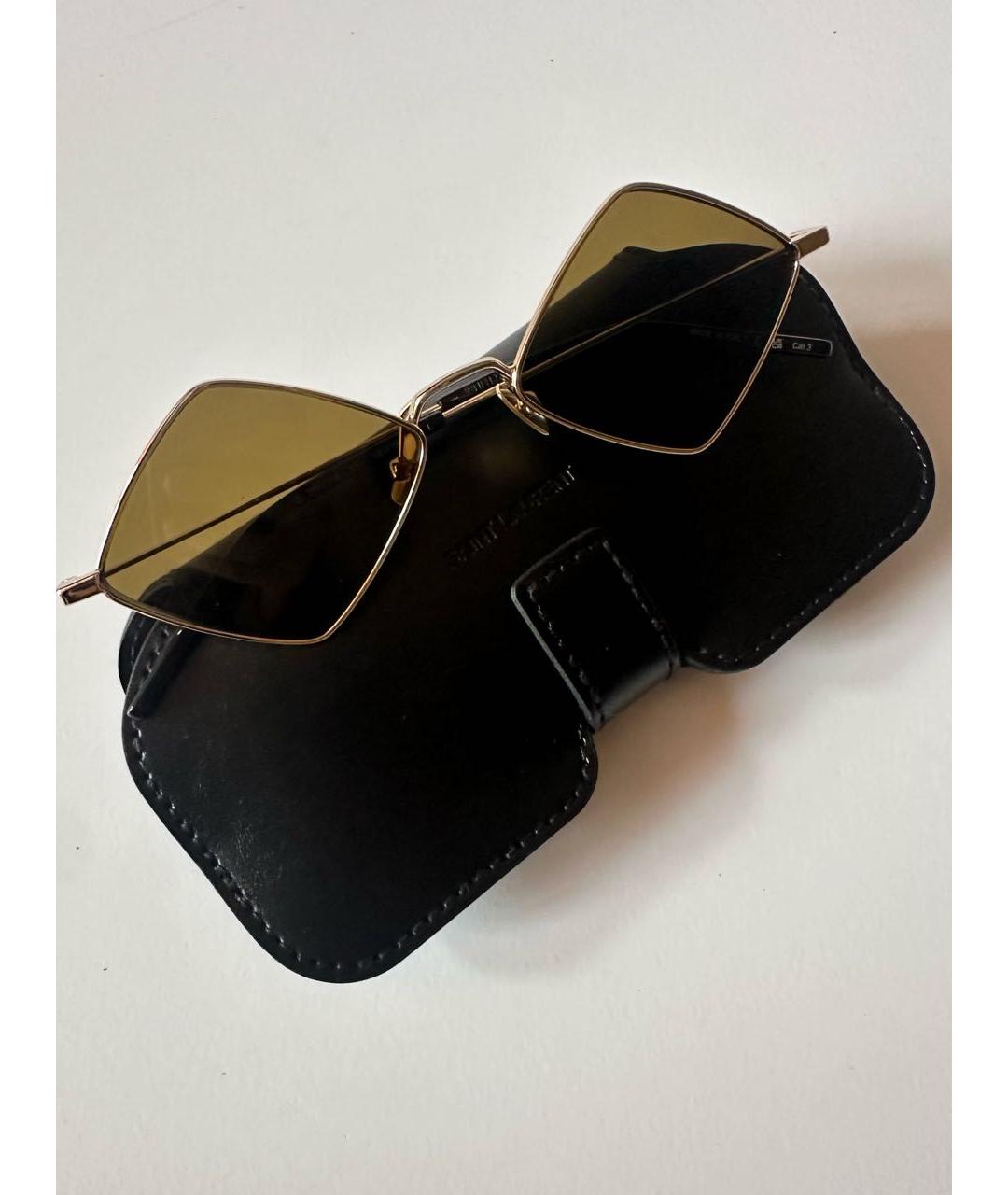 SAINT LAURENT Коричневые металлические солнцезащитные очки, фото 6