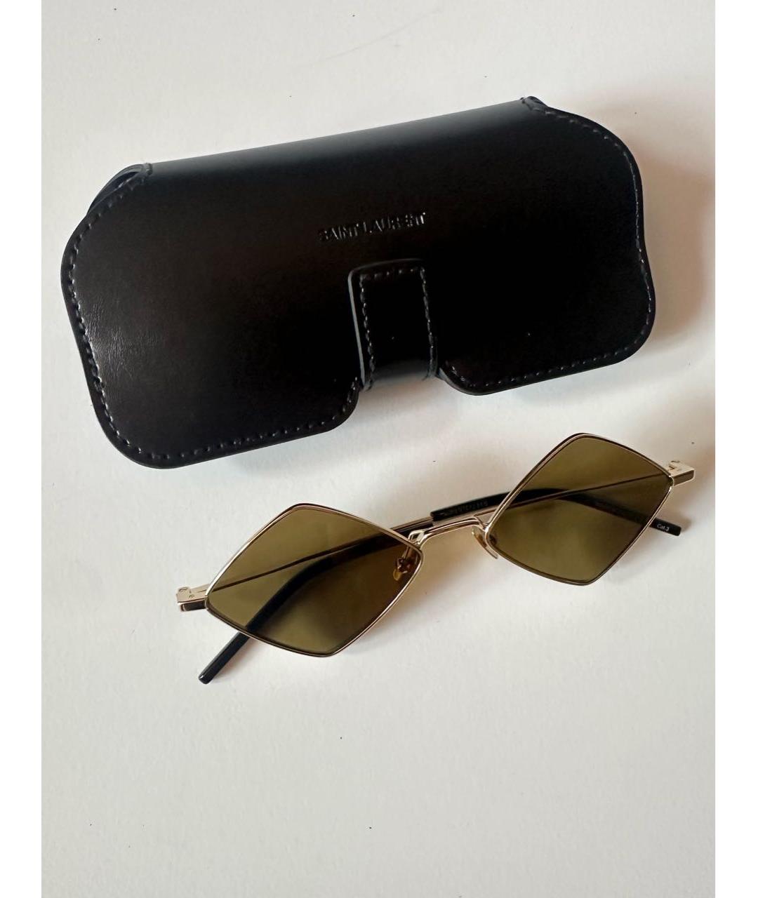 SAINT LAURENT Коричневые металлические солнцезащитные очки, фото 4