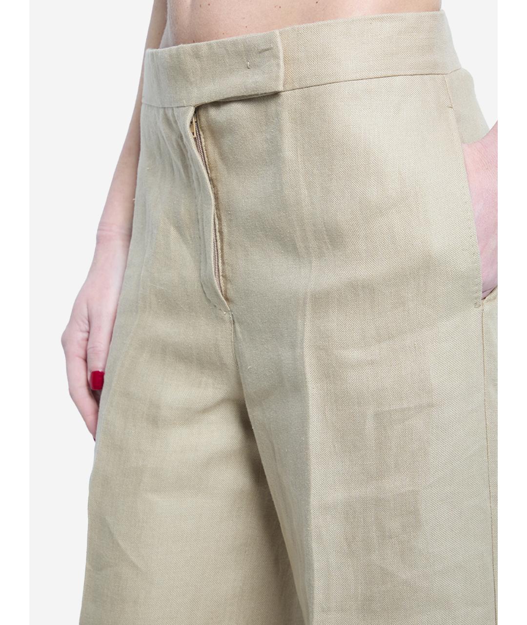 MAX MARA Бежевые льняные прямые брюки, фото 3