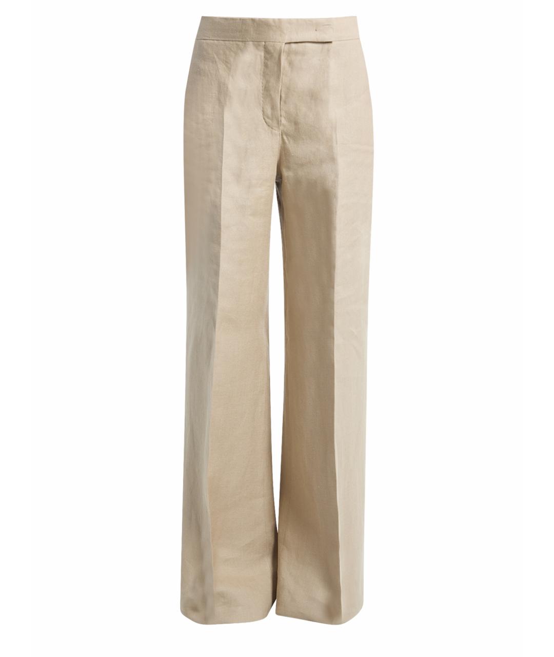 MAX MARA Бежевые льняные прямые брюки, фото 1
