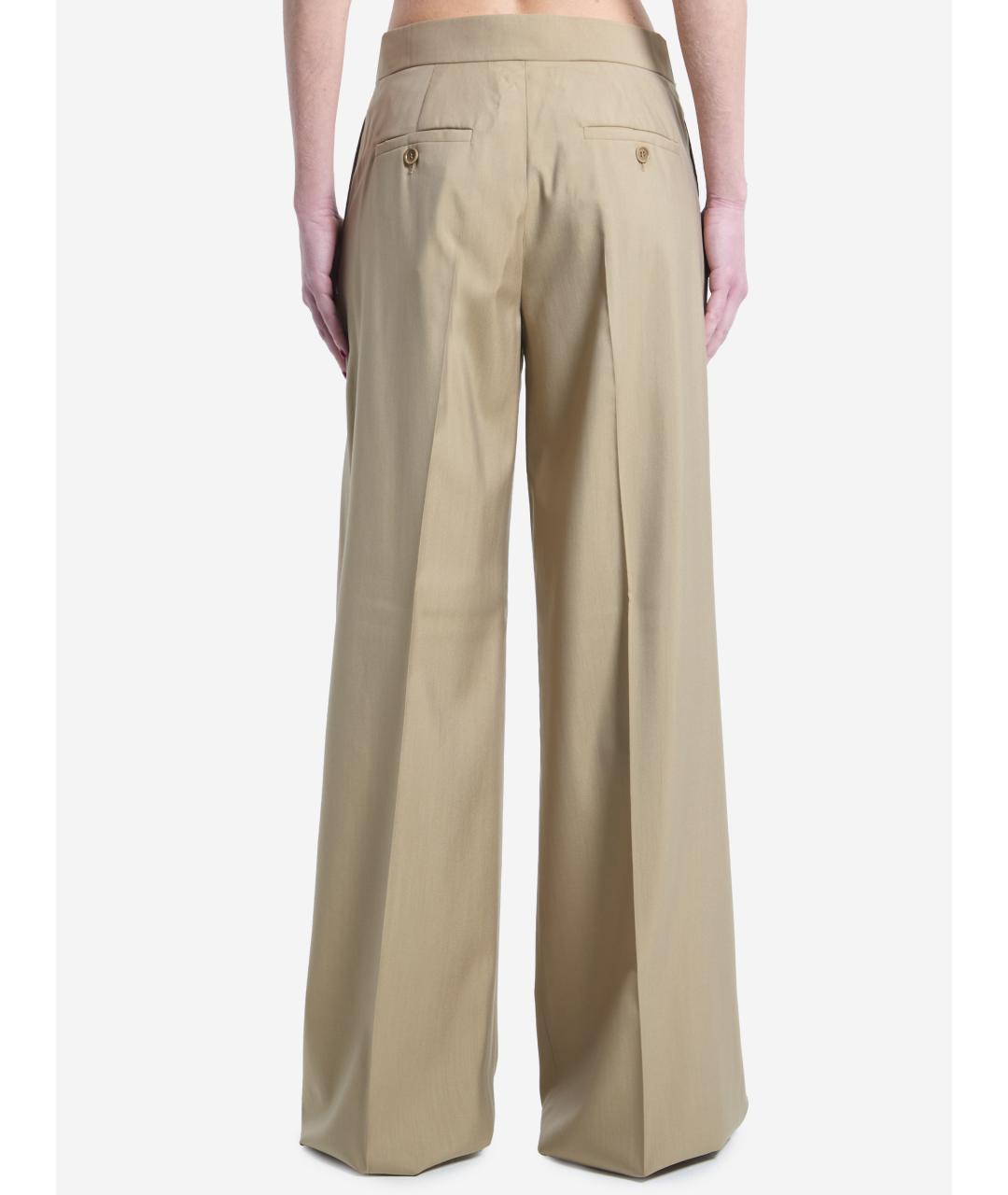 MAX MARA Бежевые шерстяные прямые брюки, фото 2