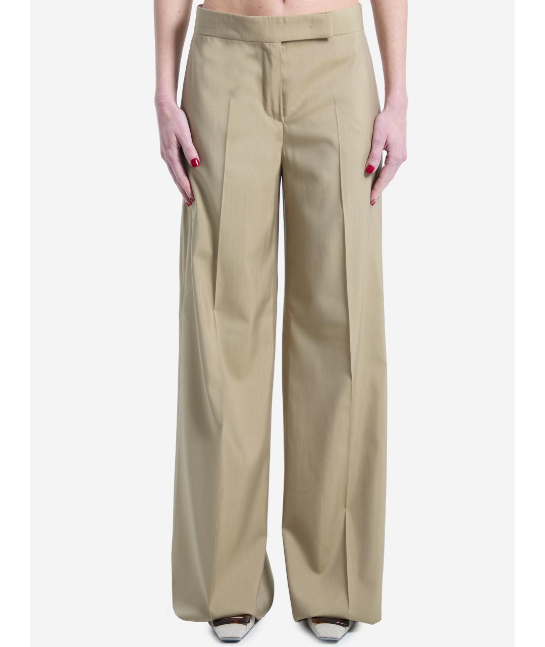MAX MARA Бежевые шерстяные прямые брюки, фото 4
