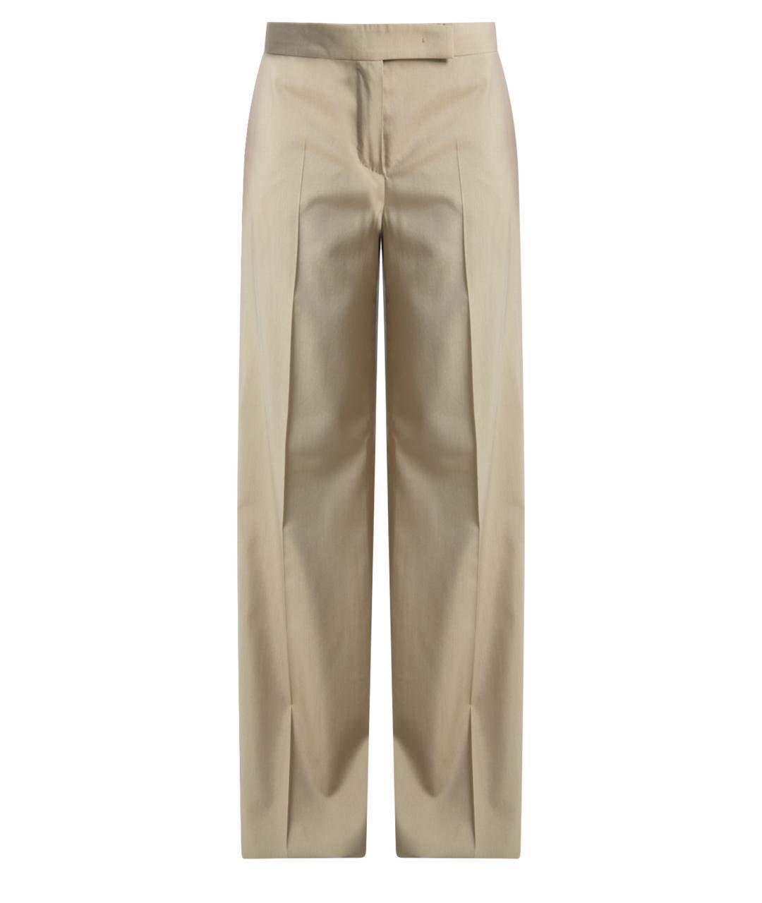 MAX MARA Бежевые шерстяные прямые брюки, фото 1
