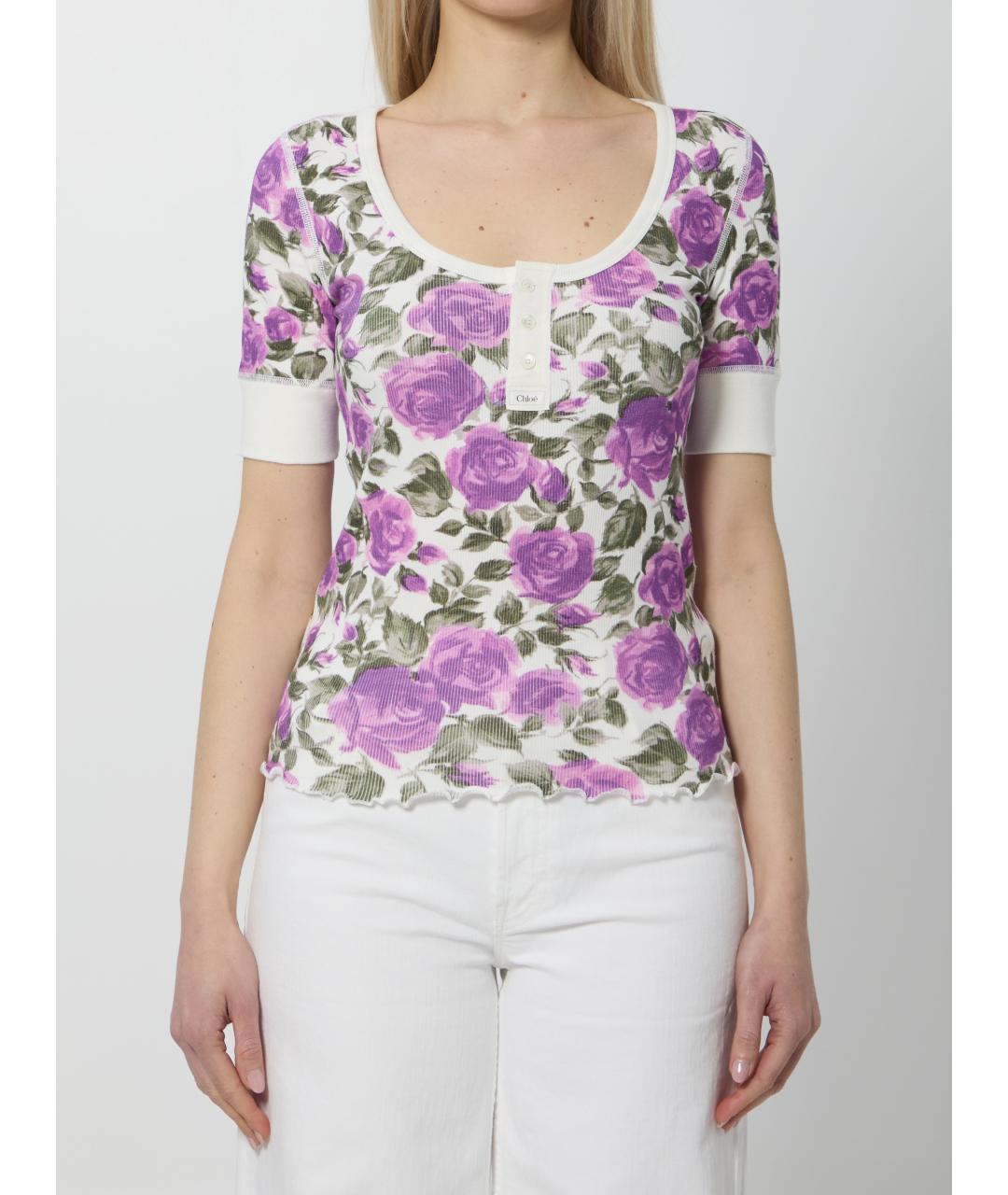 CHLOE Белая хлопковая футболка, фото 5