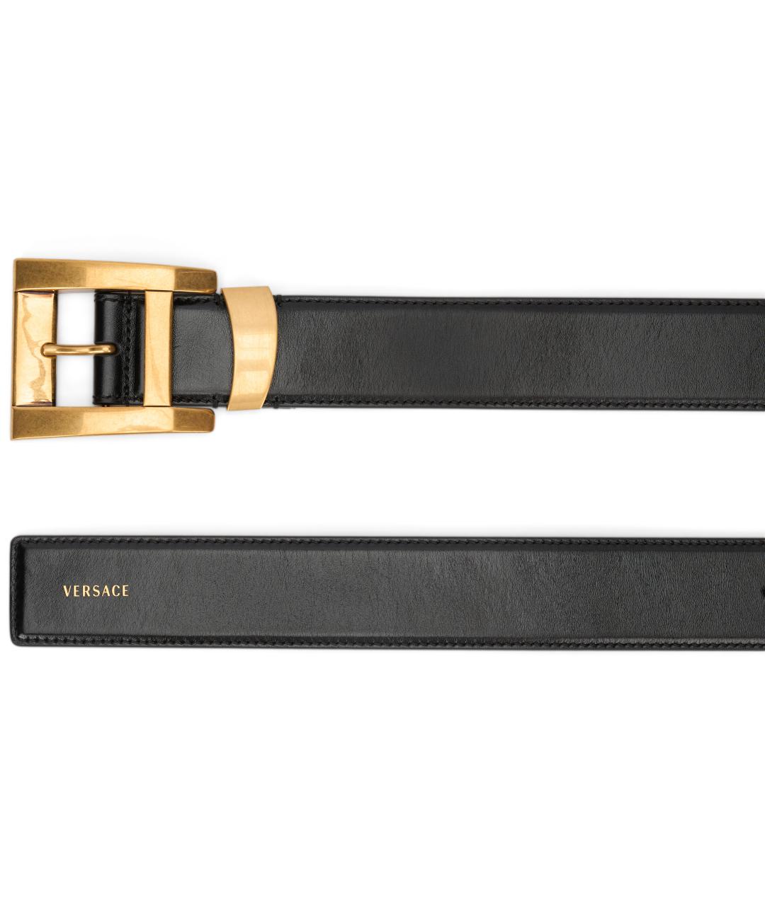 VERSACE Черный кожаный ремень, фото 3