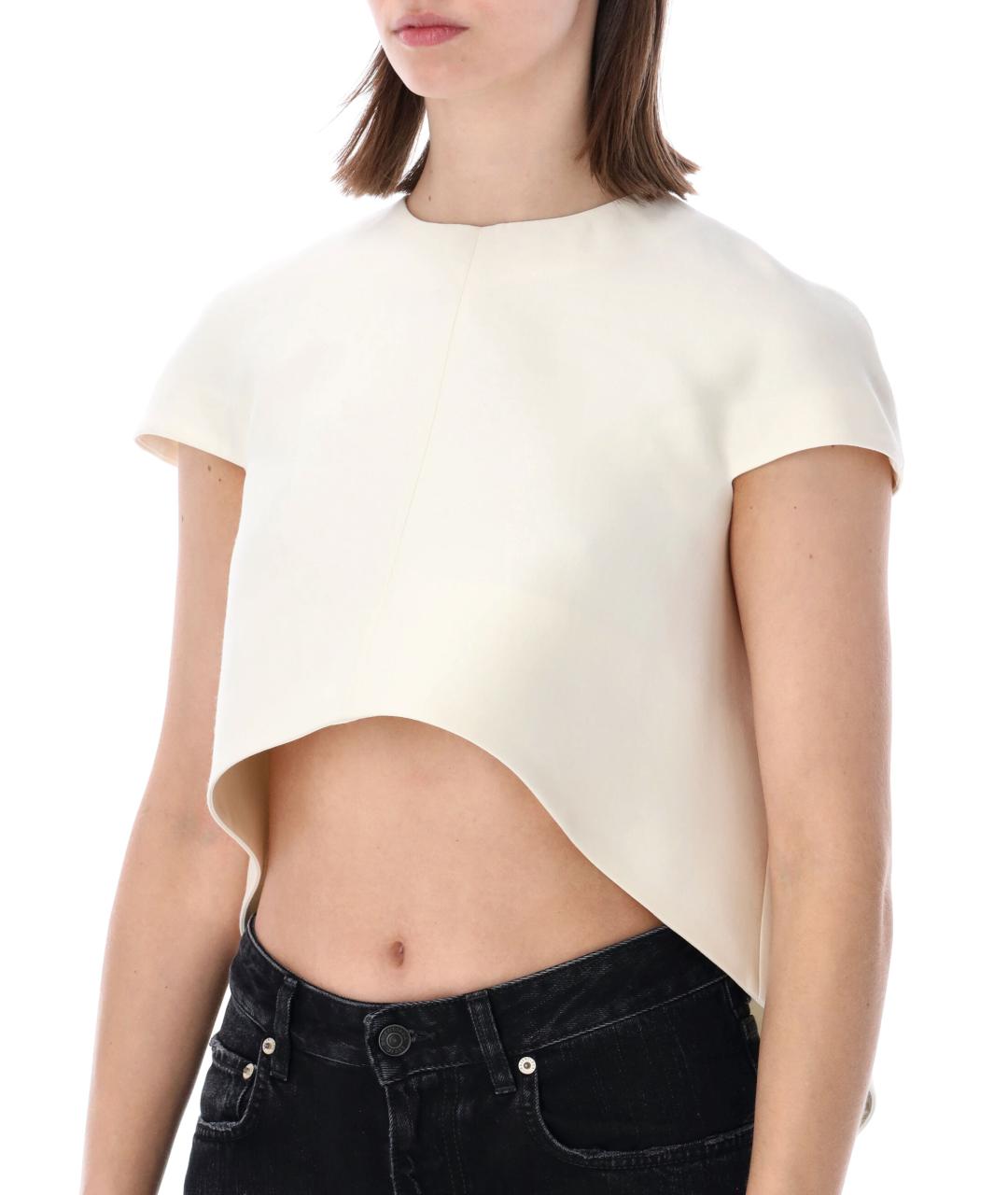 BALENCIAGA Белая шерстяная футболка, фото 3