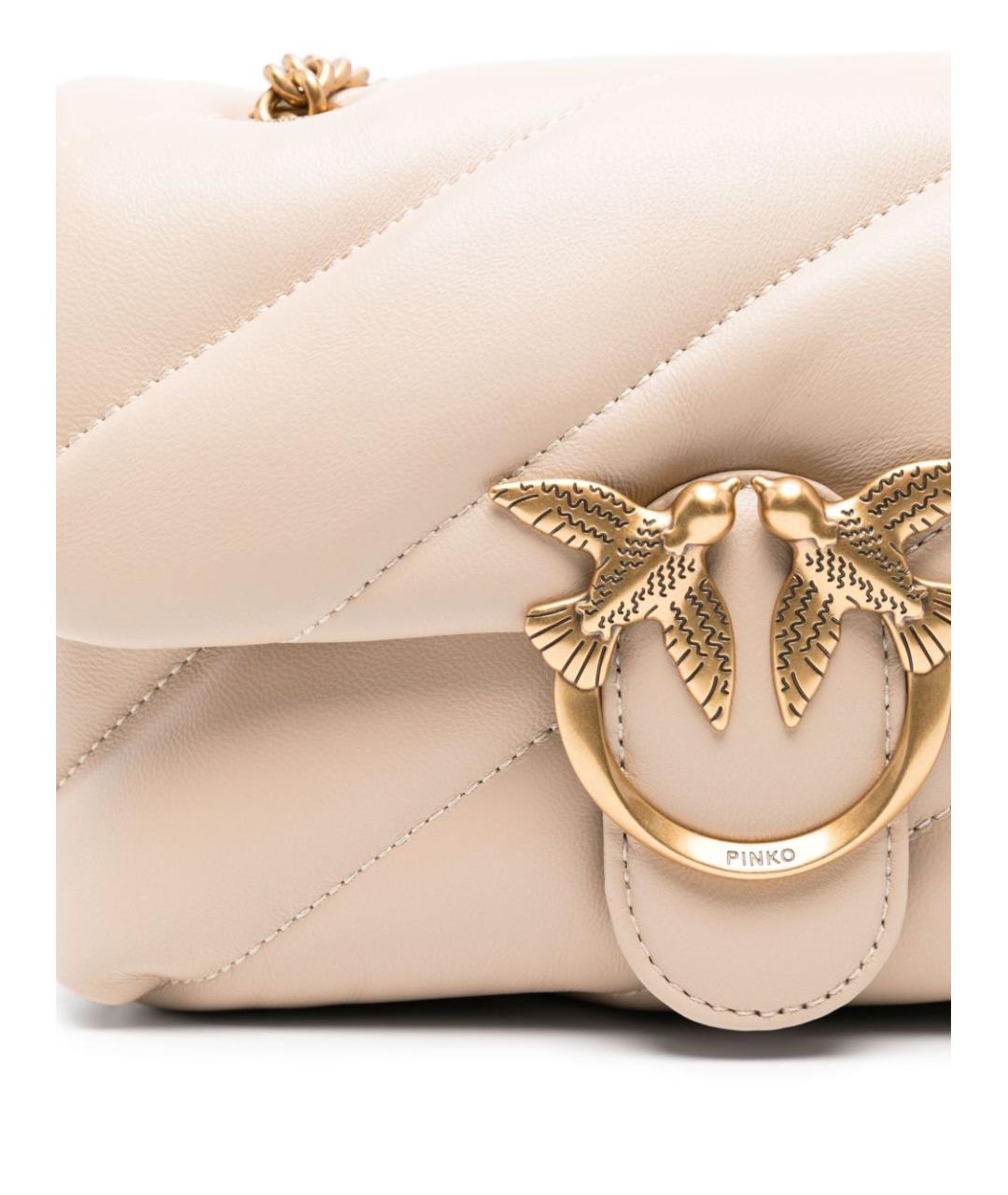 PINKO Бежевая кожаная сумка через плечо, фото 4