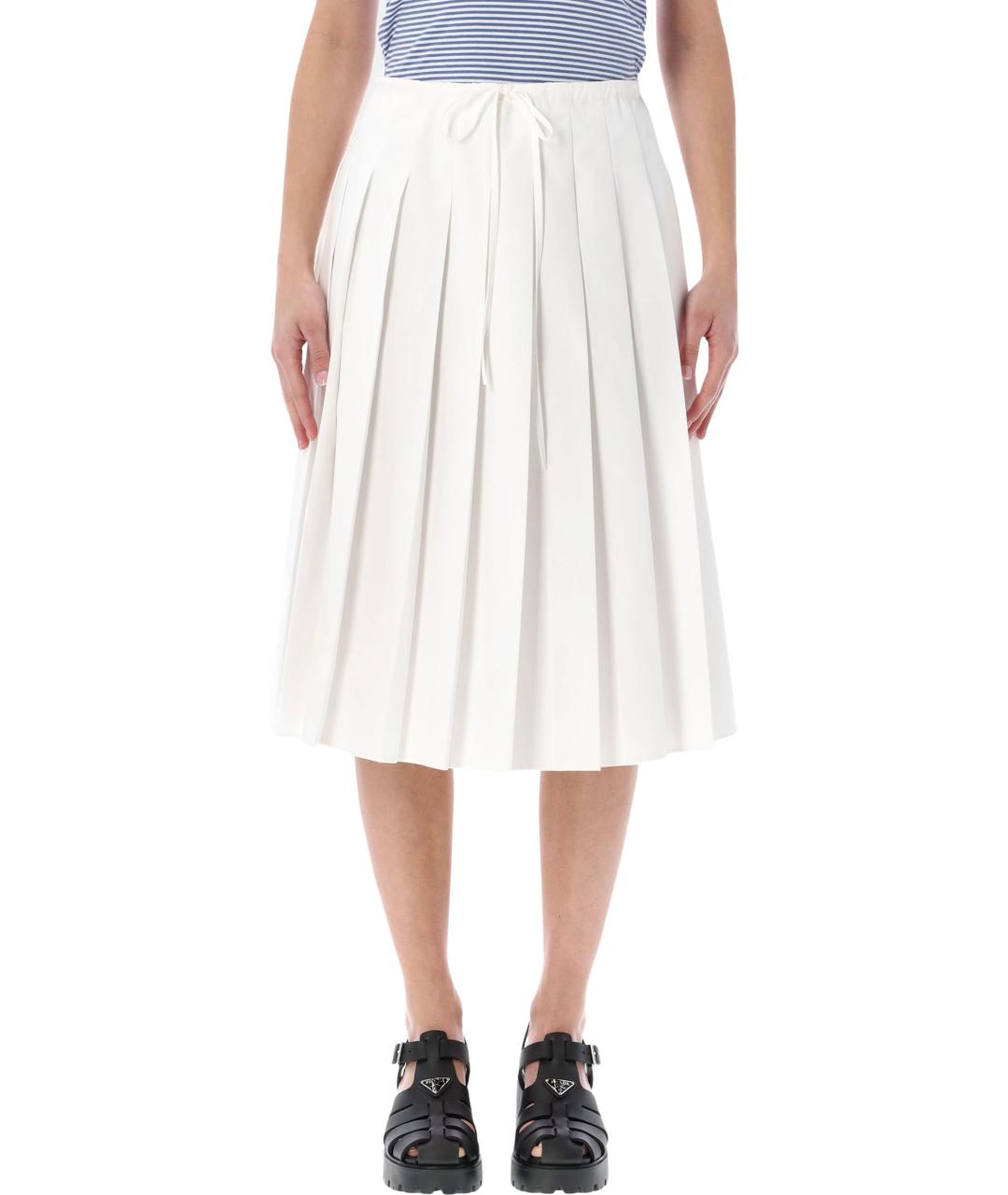 PRADA Белая полиэстеровая юбка миди, фото 1