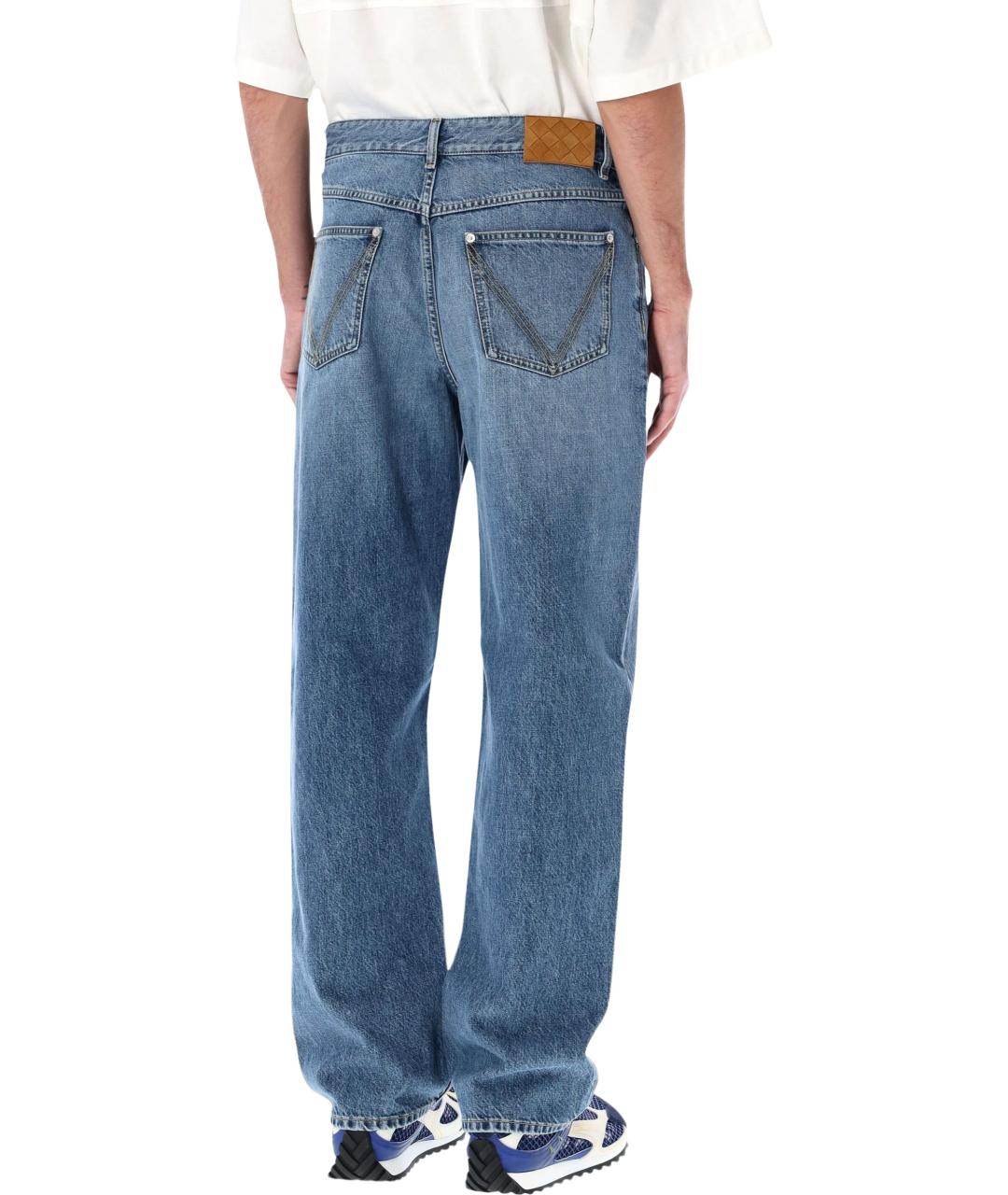 BOTTEGA VENETA Голубые хлопковые прямые джинсы, фото 2