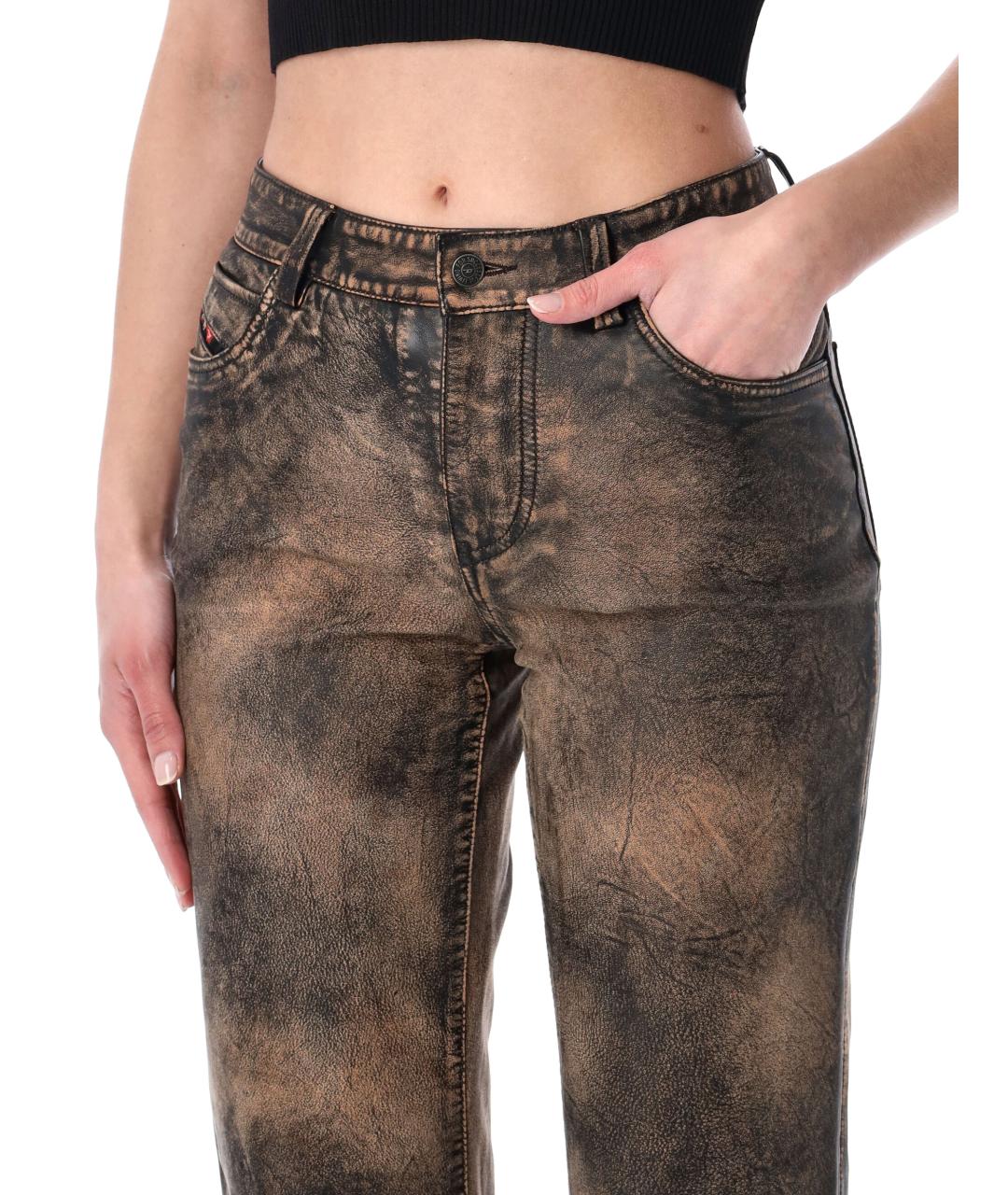 DIESEL Мульти кожаные прямые брюки, фото 3