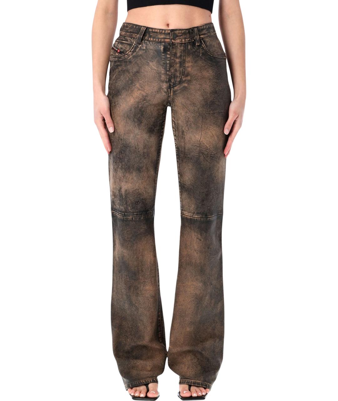 DIESEL Мульти кожаные прямые брюки, фото 1