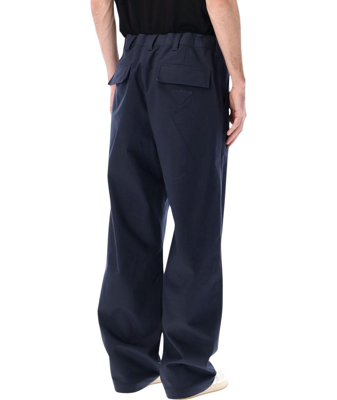 PRADA Синие хлопковые повседневные брюки, фото 2