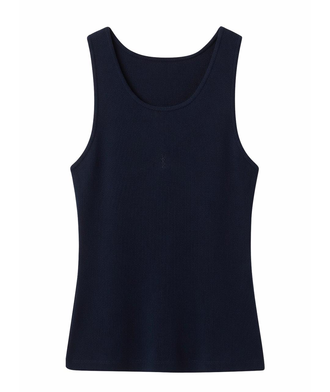 SAINT LAURENT Синяя хлопковая майка, фото 1