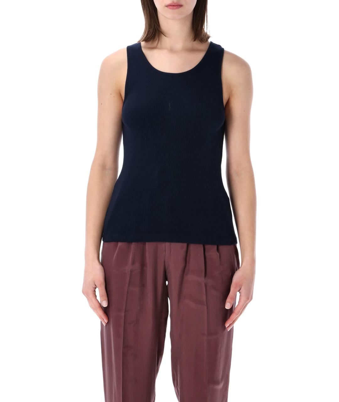 SAINT LAURENT Синяя хлопковая майка, фото 4