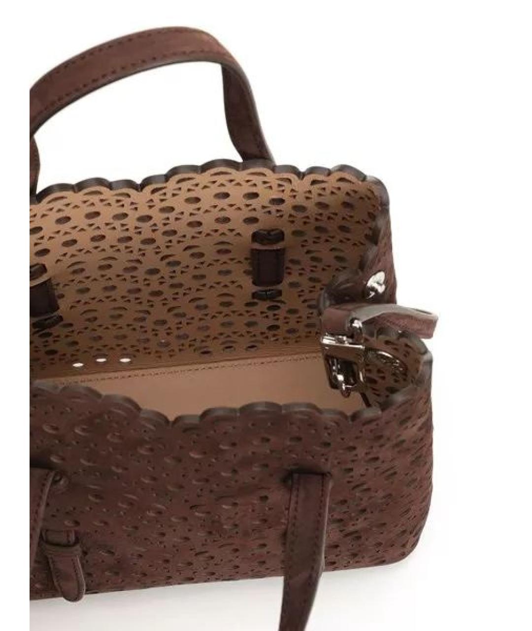 ALAIA Коричневая кожаная сумка с короткими ручками, фото 4