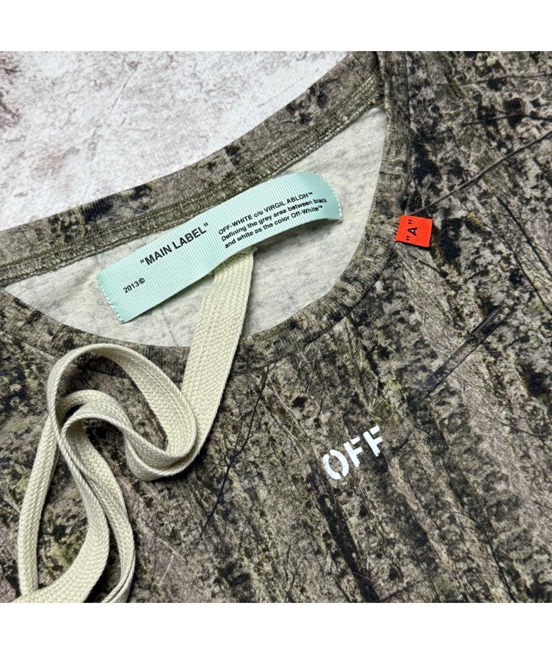 OFF-WHITE Хаки хлопковая футболка, фото 3