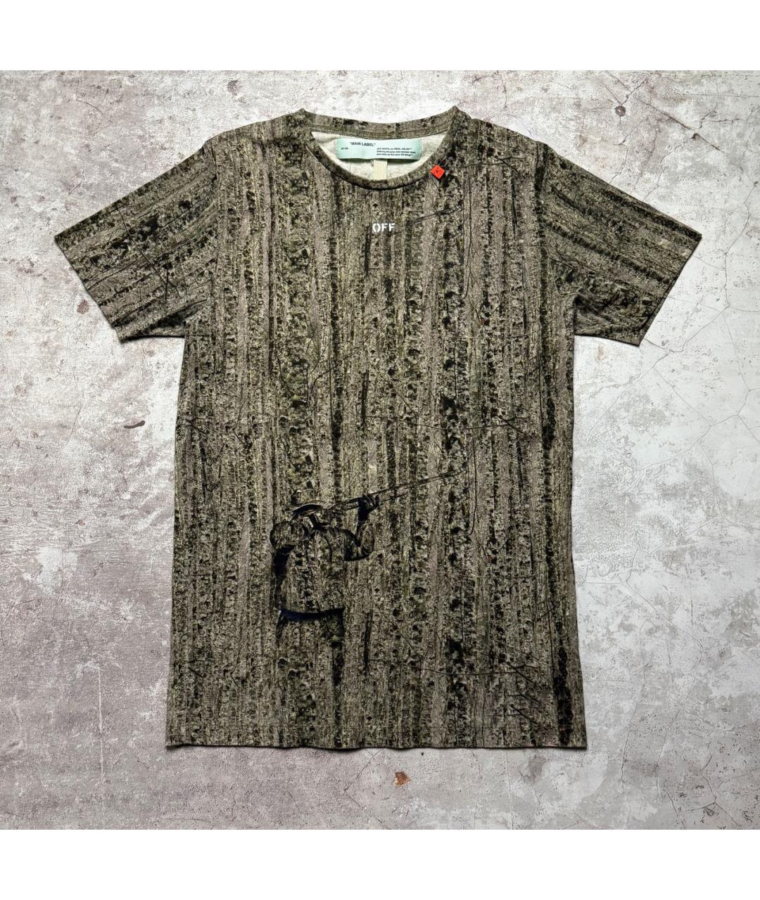 OFF-WHITE Хаки хлопковая футболка, фото 7