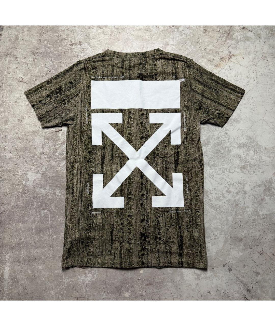 OFF-WHITE Хаки хлопковая футболка, фото 2