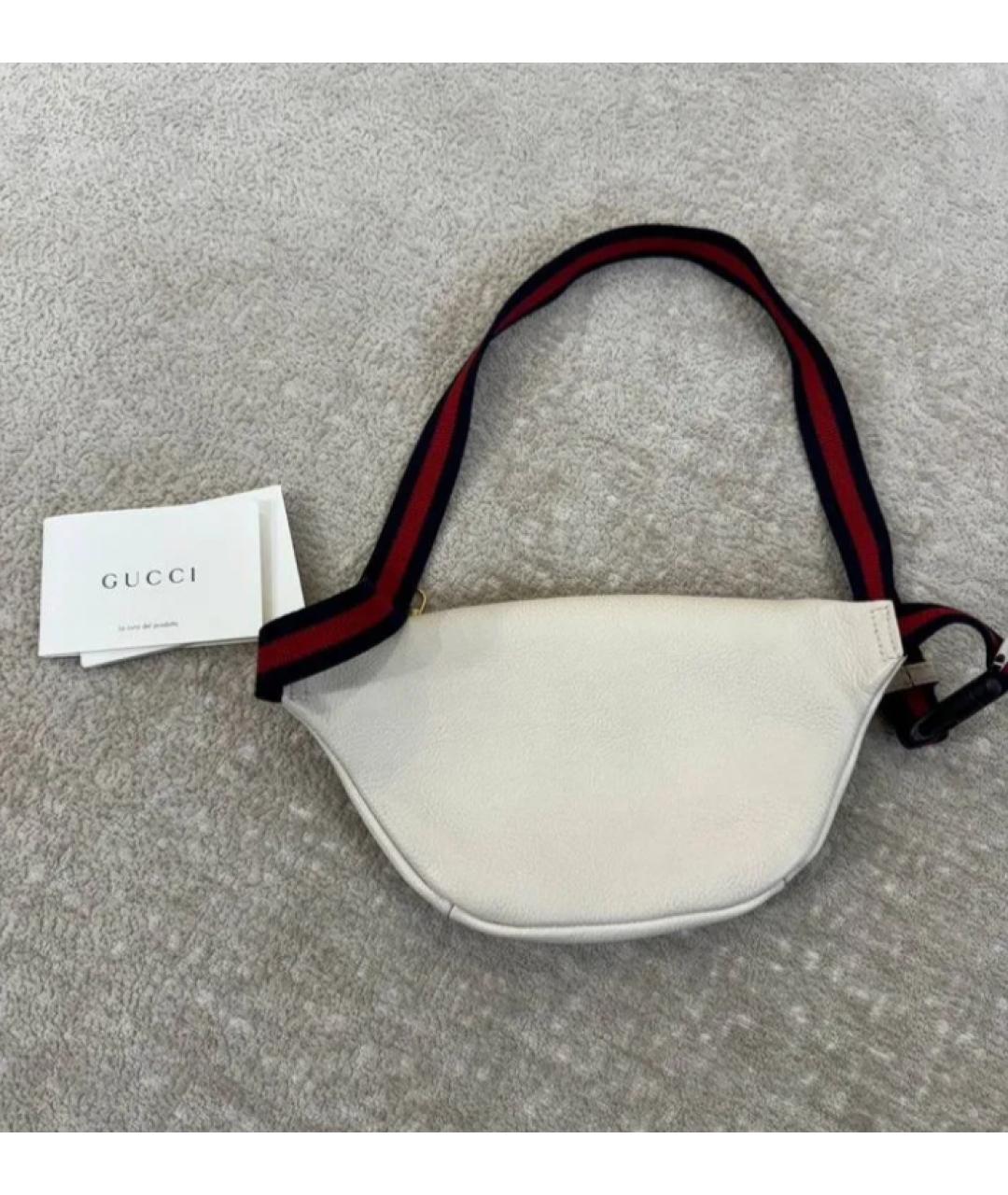 GUCCI Белая кожаная поясная сумка, фото 2