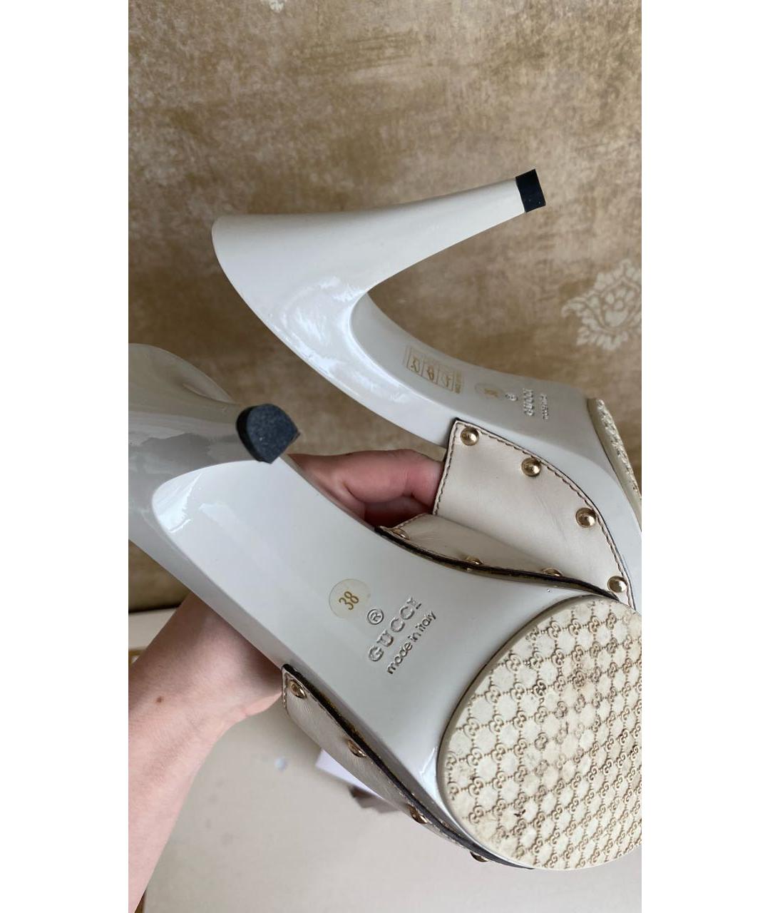 GUCCI Белые кожаные сабо, фото 4